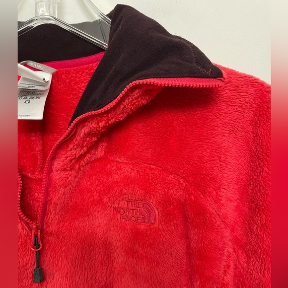 The North Face 1/4 Quarter Zip Fleece Pullover Hoodie Teddy Hot Red Women’s Sz S - Picture 3 of 8